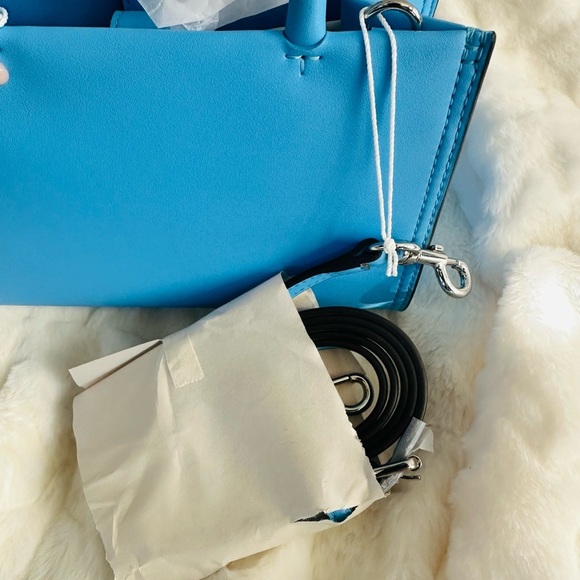 NWT Tory Burch Ella Bio Mini Tote Crossbody - Blue Azure - Sold Out Color! - Picture 8 of 12